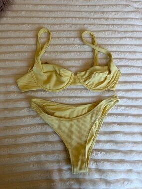 Princess Polly Yellow Ribbed Underwire Bikini